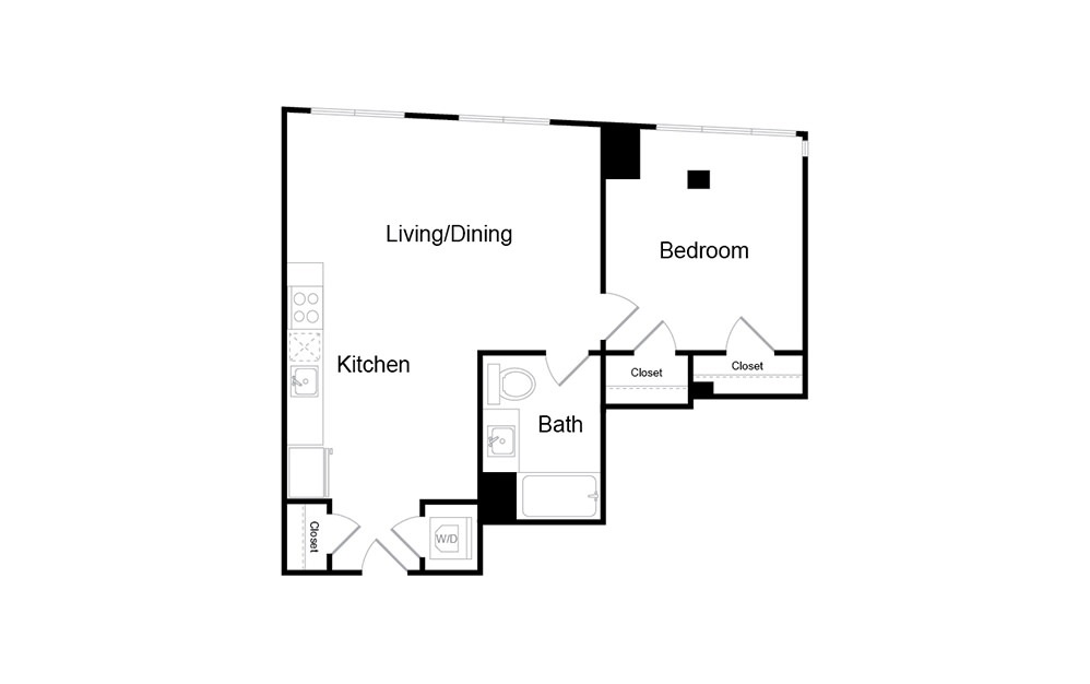 A10 - 1 bedroom floorplan layout with 1 bath and 664 square feet. A10 - 1 bedroom floorplan layout with 1 bath and 664 square feet.